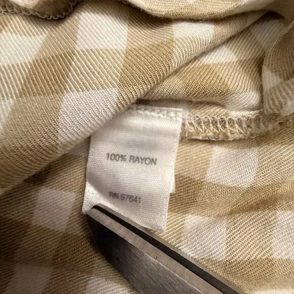 J.Jill tan and white gingham plaid long sleeve popover top - Picture 11 of 16
